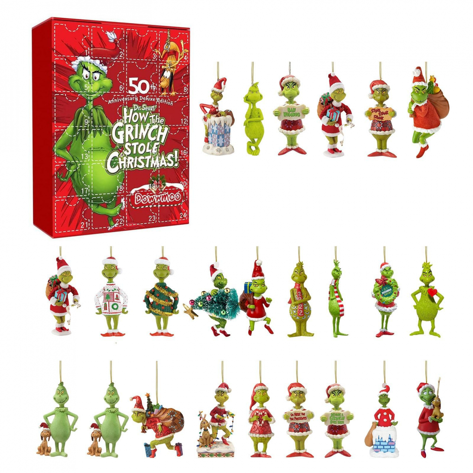 Grinch Ornament Adventskalender , Weihnachten Countdown-Kalender für  Kinder Erwachsene,  Tage von Weihnachten Adventskalender,  PC Cartoon