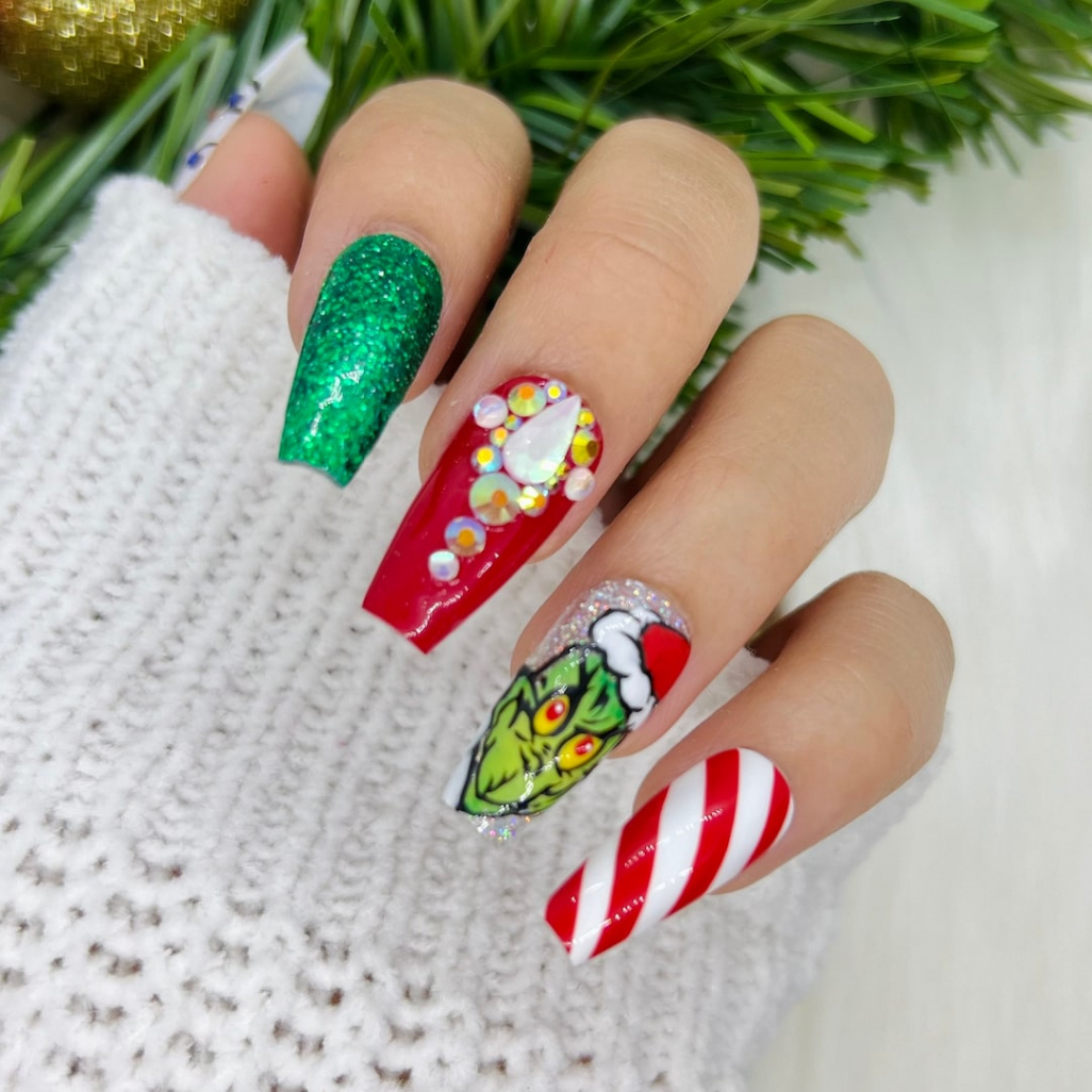 Grinch Press On Nails Glue On Nails Short Nails Stick On - Etsy