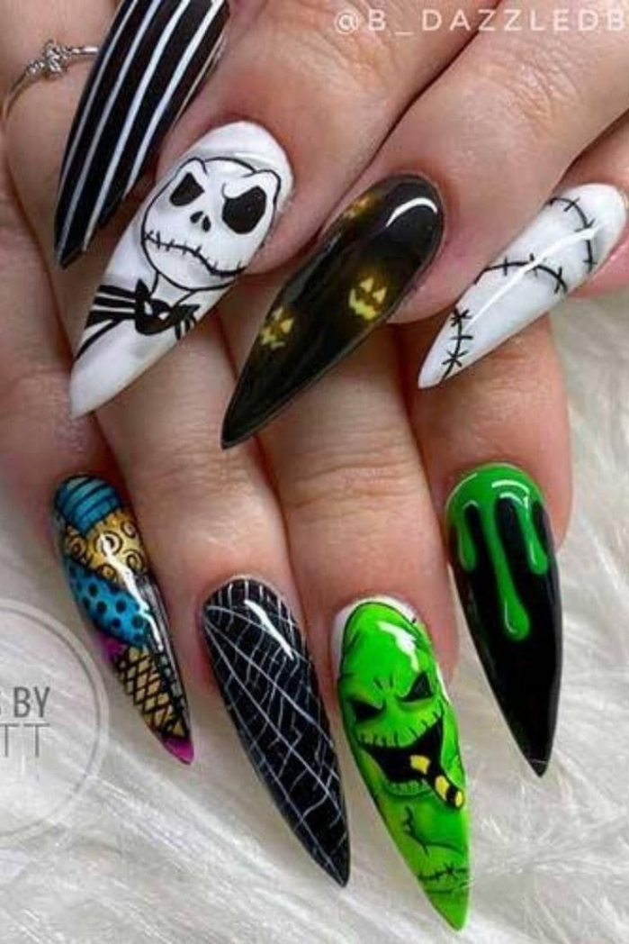 halloween nails👻  Nightmare before christmas nails, Halloween