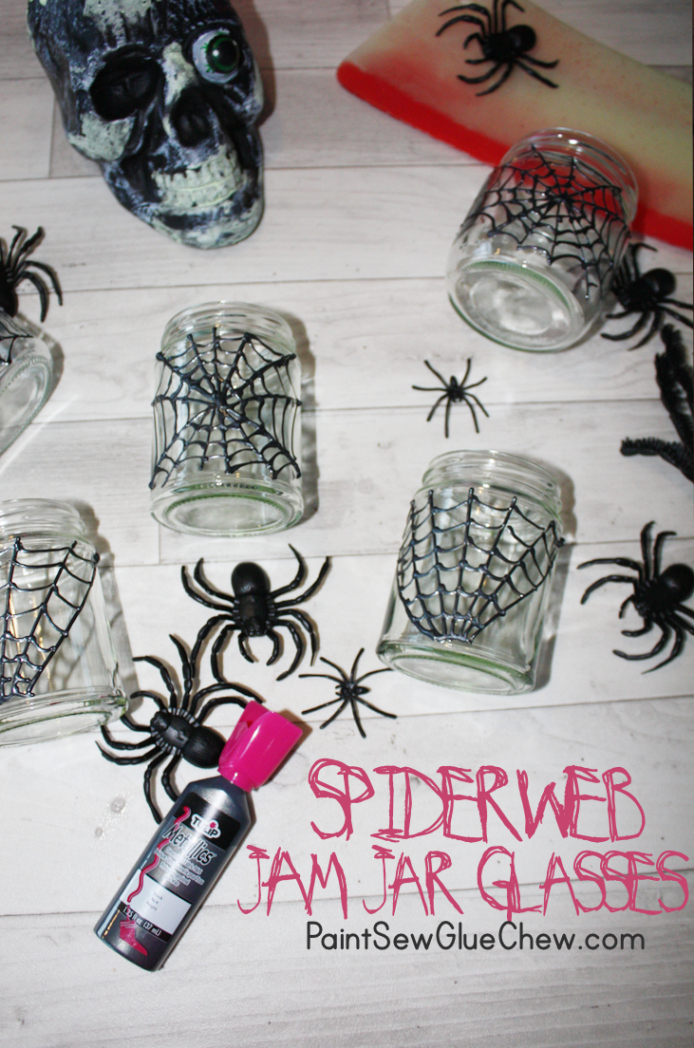 Halloween Spider Web Jam Jar Glasses - PaintSewGlueChew