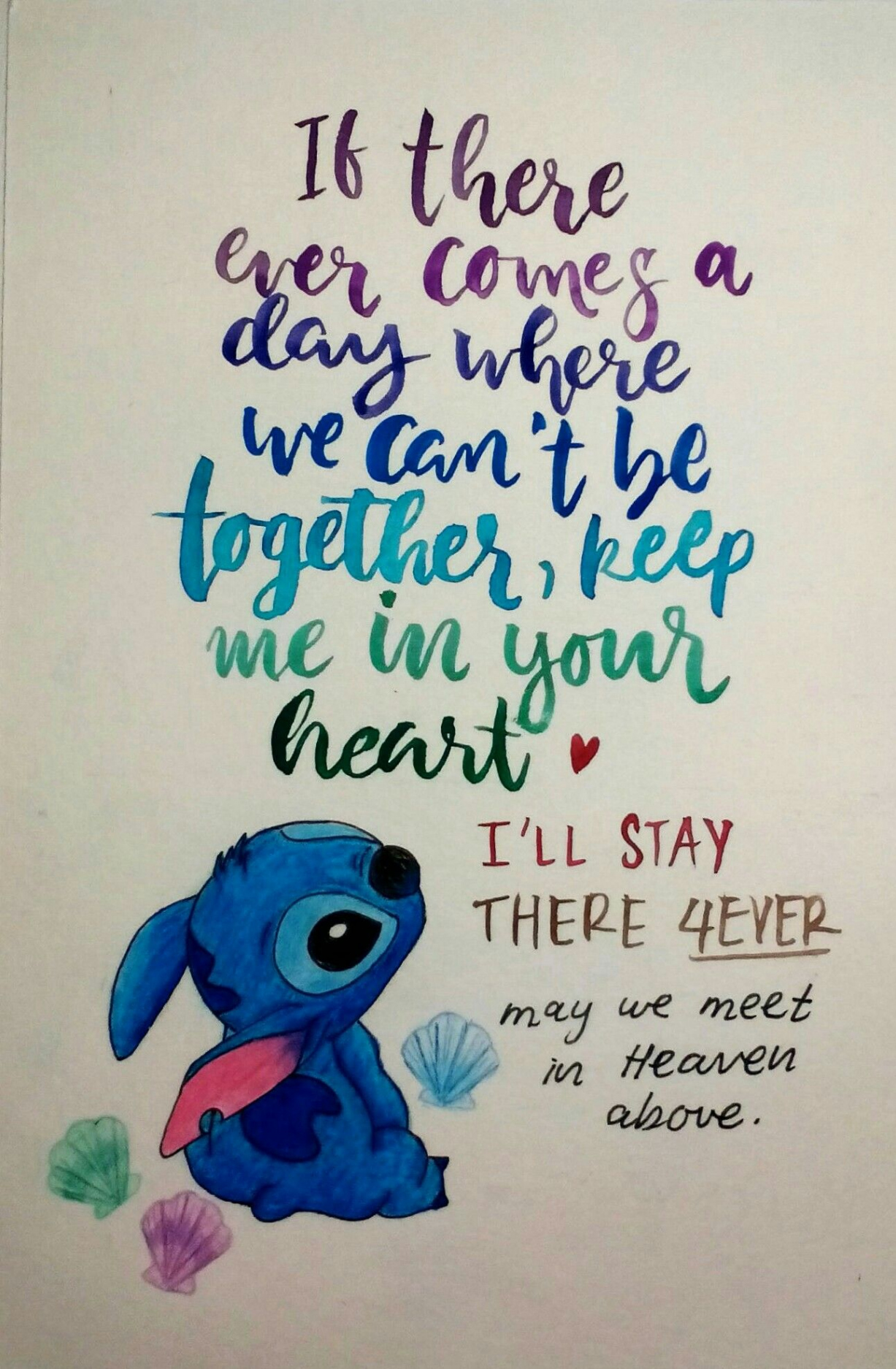 Hand lettering, Ohana , friendship, quote  Stitch drawing