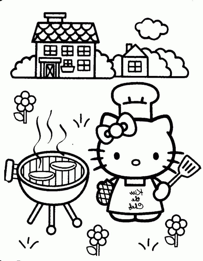 hello kitty coloring pages cooking  Educative Printable  Hello