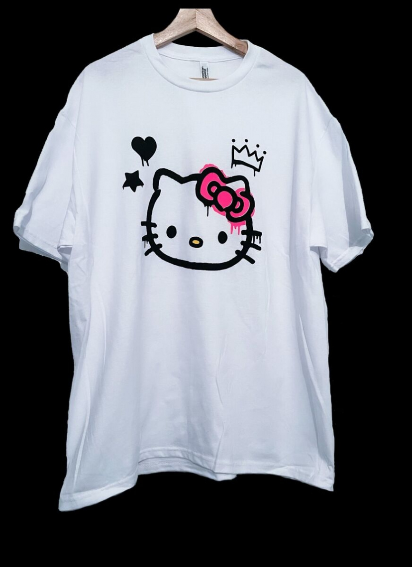 Hello Kitty Sanrio Unisex T Shirt White Crew Neck T-Shirt Queen