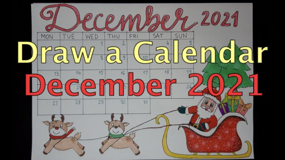 How to draw a calendar December  Easy Step by Step #calendar #December  #winter #Santa #DIY #