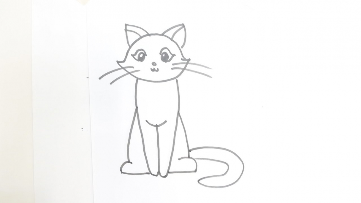 How to Draw a Cartoon Cat Sitting