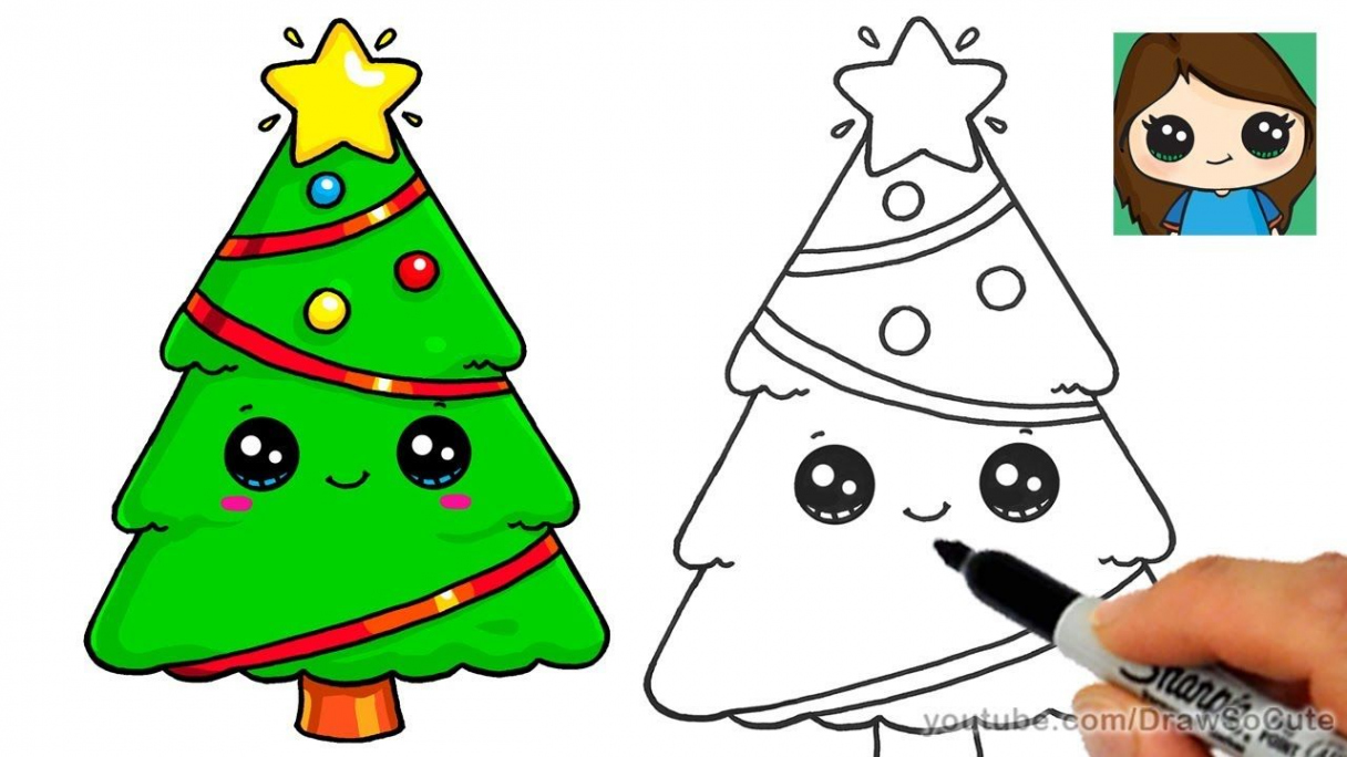 How to Draw a Christmas Tree and Star EASY and Cute - YouTube  Christmas  tree drawing, Christmas pictures to draw, Christmas drawing