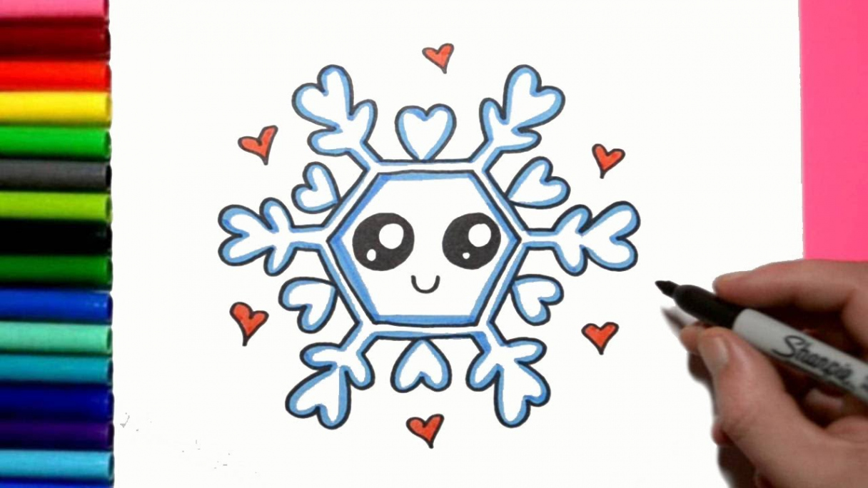 How to Draw a Cute Snowflake - I Love Snow!