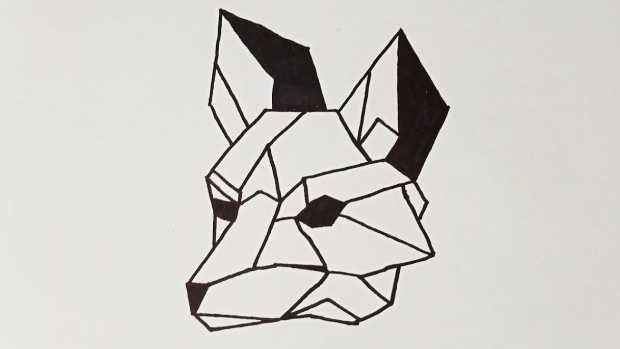 How to draw a fox from geometric shapes  Simple Drawing