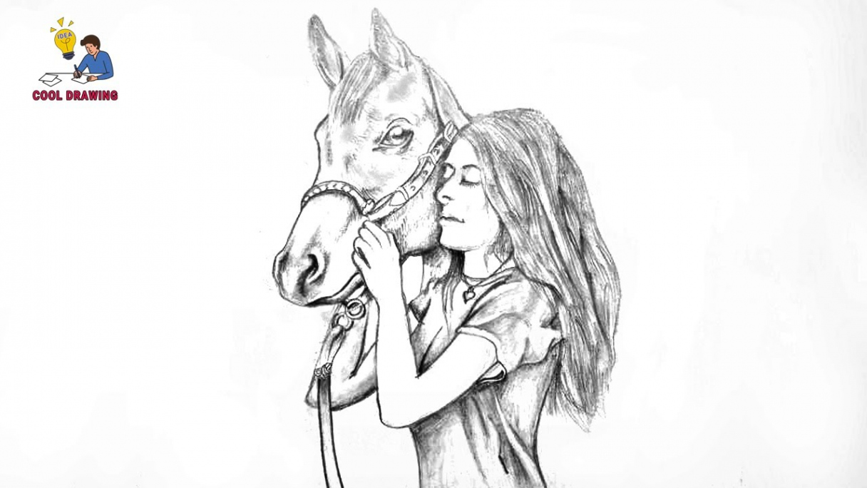 How to draw a girl with horse  Horse and girl drawing  Pencil drawing  Tutorial  Pencil drawing