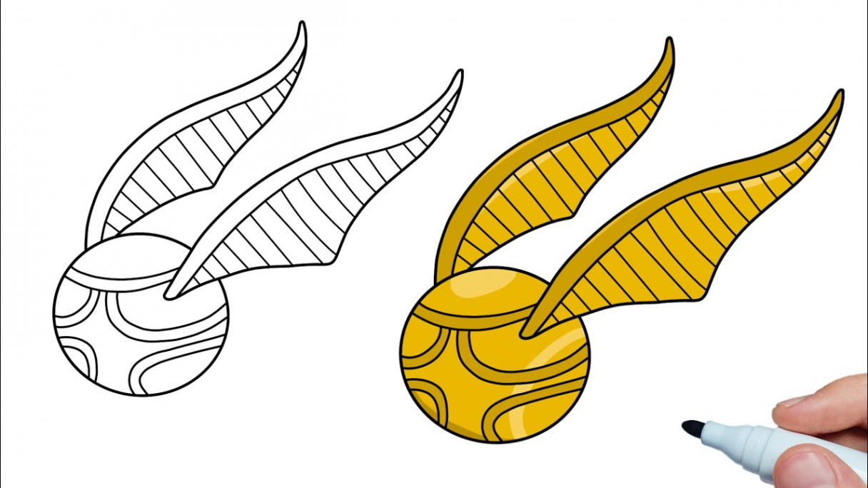 How to draw a Golden Snitch from Harry Potter