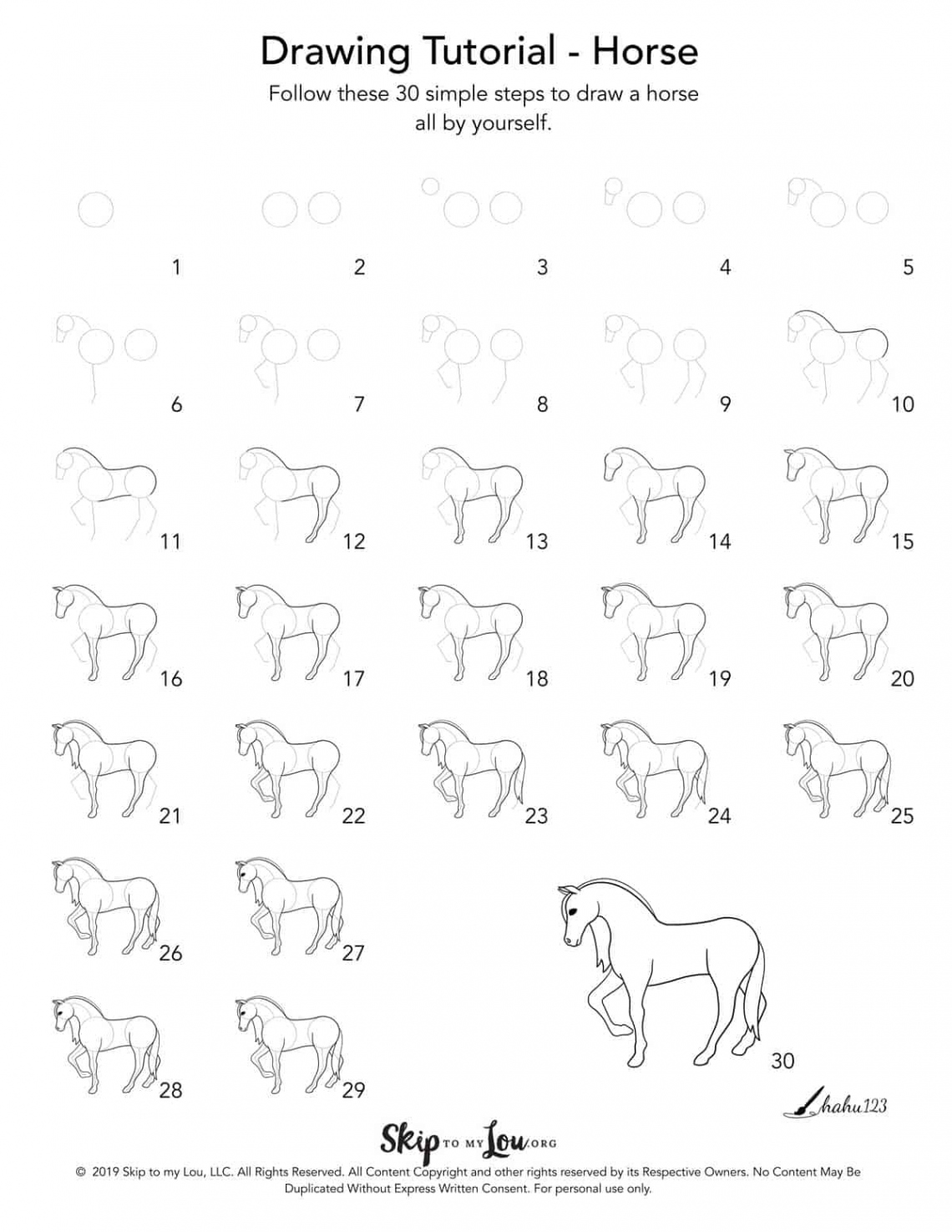 How to Draw a Horse Step by Step with Printable Guide  Skip To