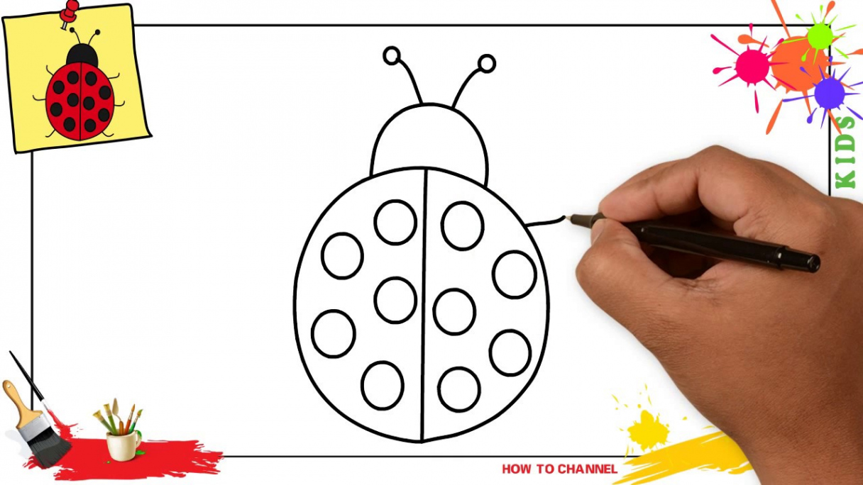 How to draw a ladybug EASY step by step for kids, beginners, children