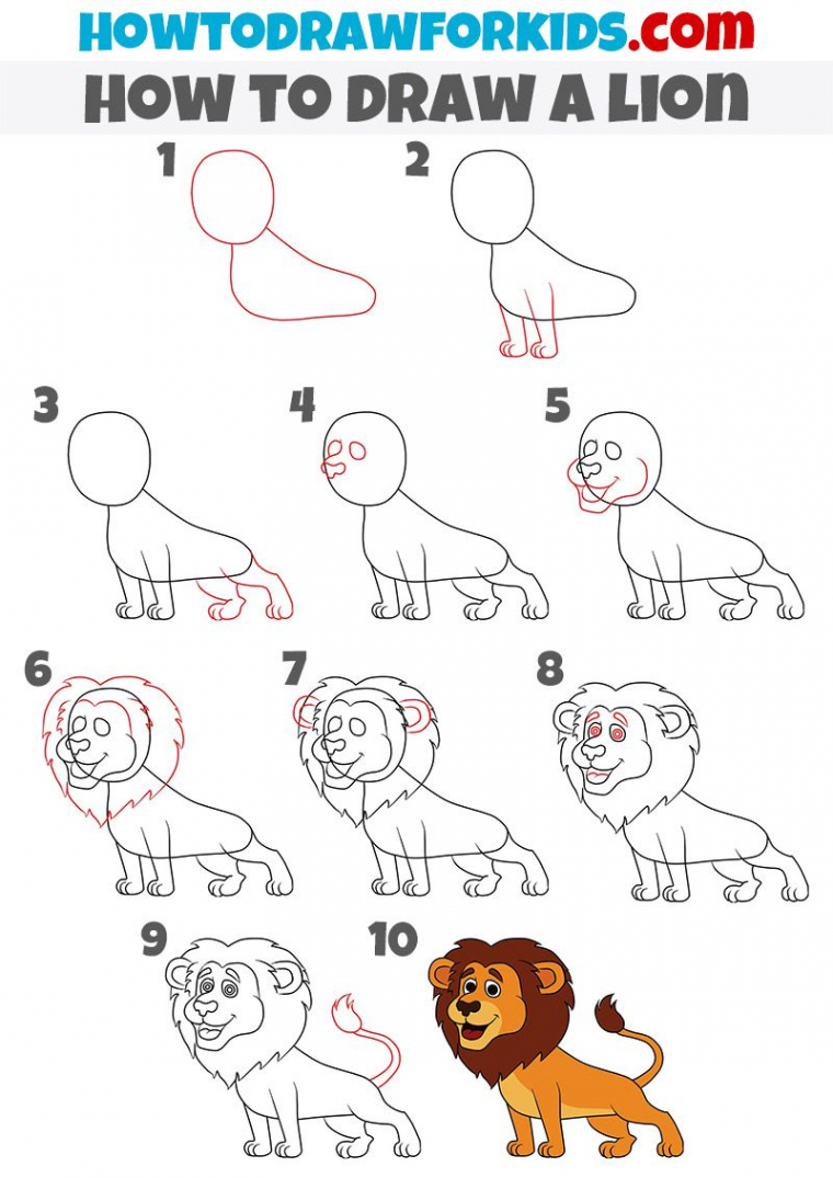 how to draw a lion  Art drawings for kids, Easy doodles drawings