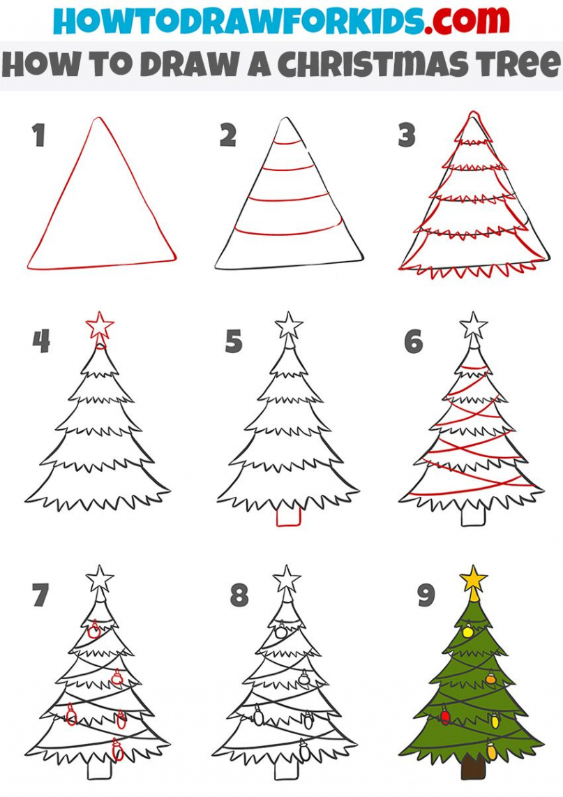 How to Draw a Simple Christmas Tree  Christmas tree sketch