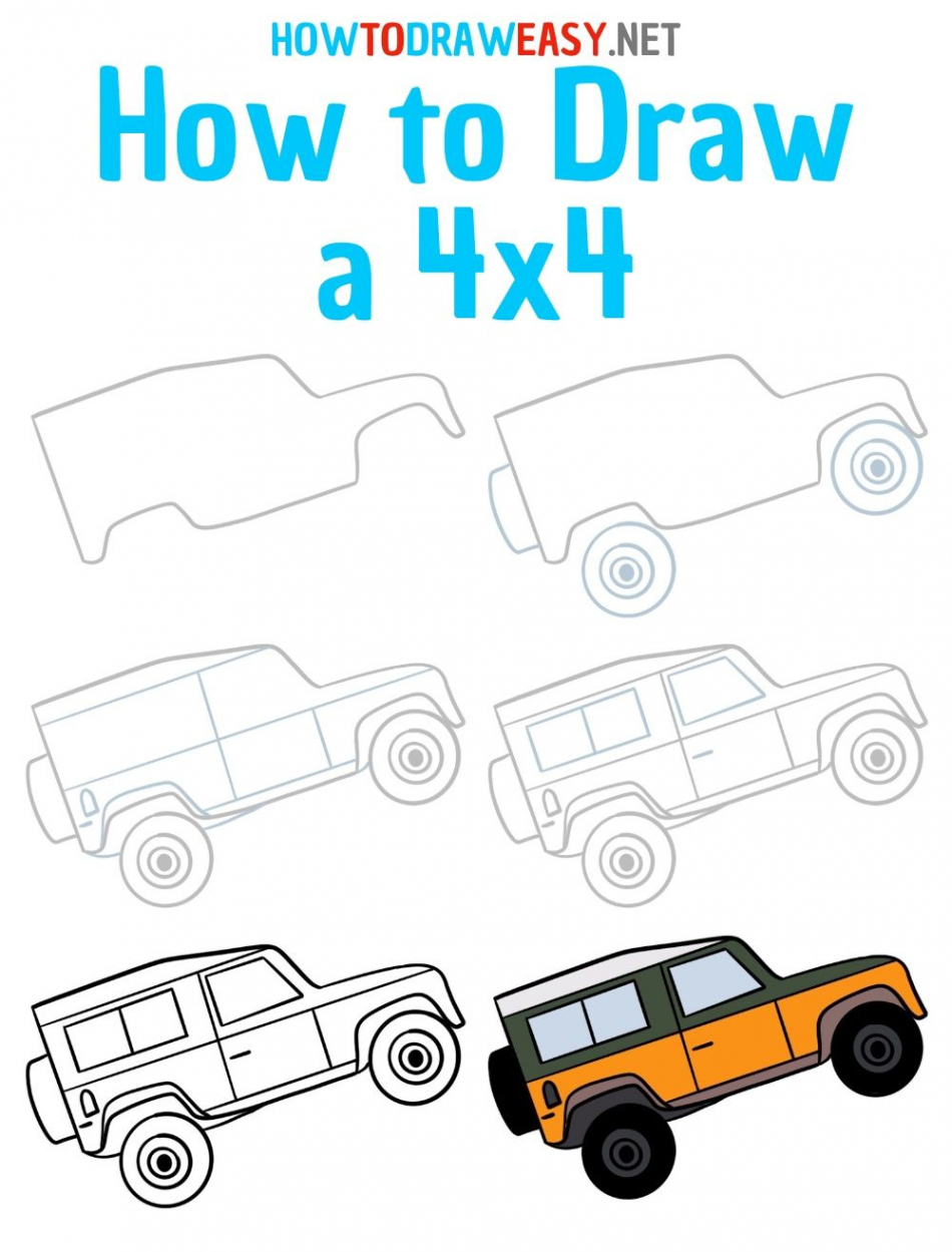 How to Draw a x Car Step by Step  Drawings, Easy drawings, Jeep