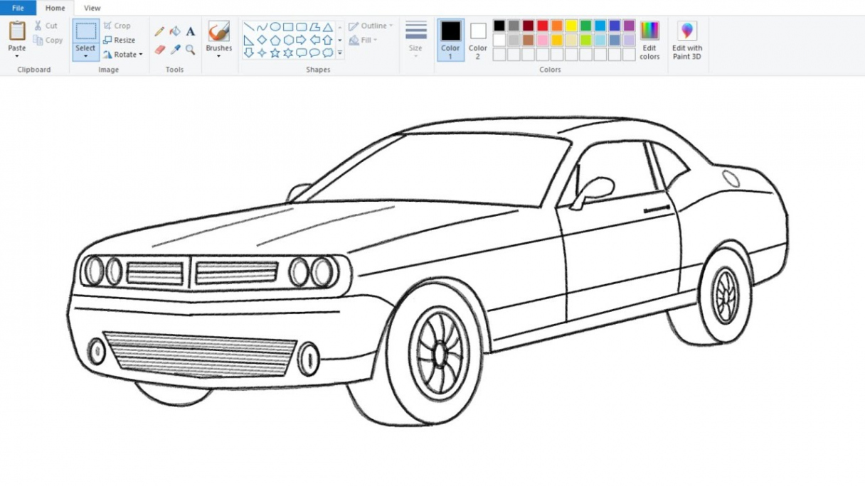 How to draw Car in D  Drawing D Car on computer using Ms Paint  Car  drawing Tutorial.