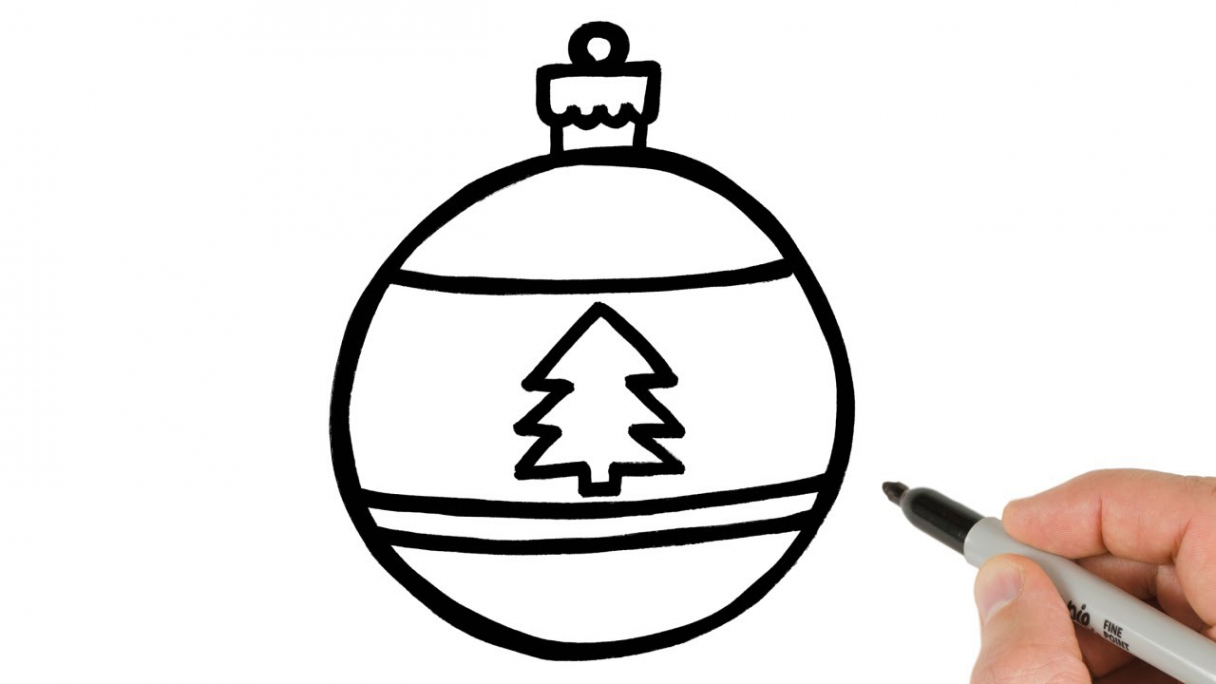 How to Draw Christmas Ornament Ball  Easy Christmas Drawings