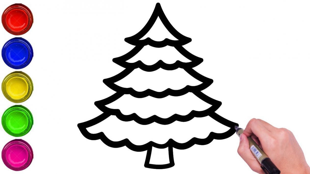 HOW TO DRAW CHRISTMAS TREE EASILY  DRAW CHRISTMAS TREE STEP BY STEP  DRAW  SIMPLE CHRISTMAS TREE