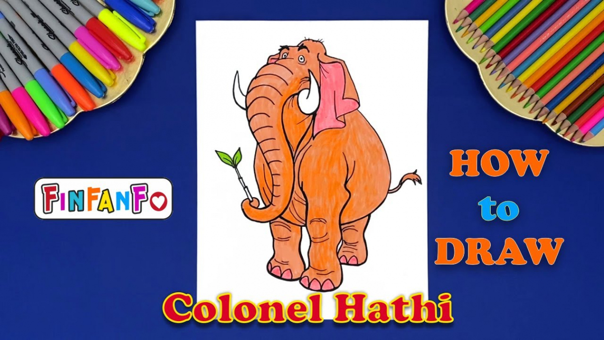 How to draw Disney Colonel Hathi Elephant from Jungle Book Easy Step by Step