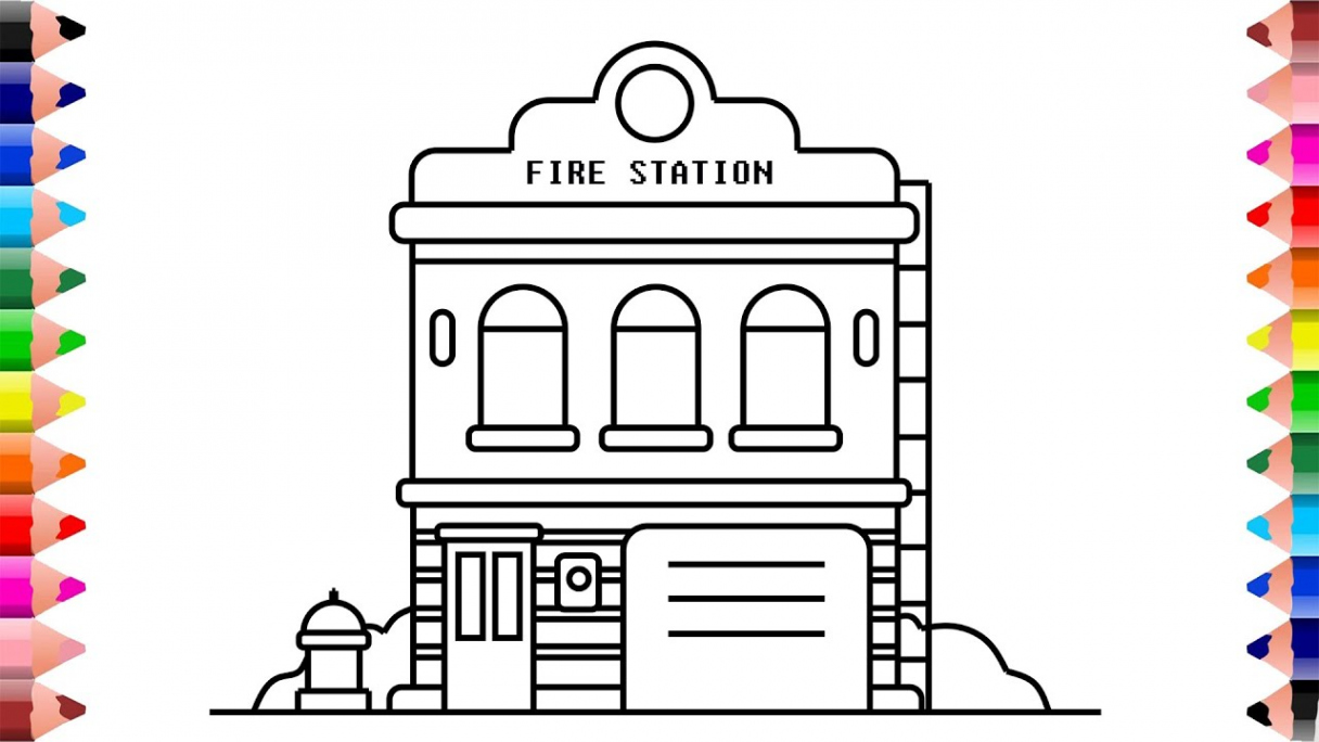 How to draw fire station - Fire station drawing and coloring