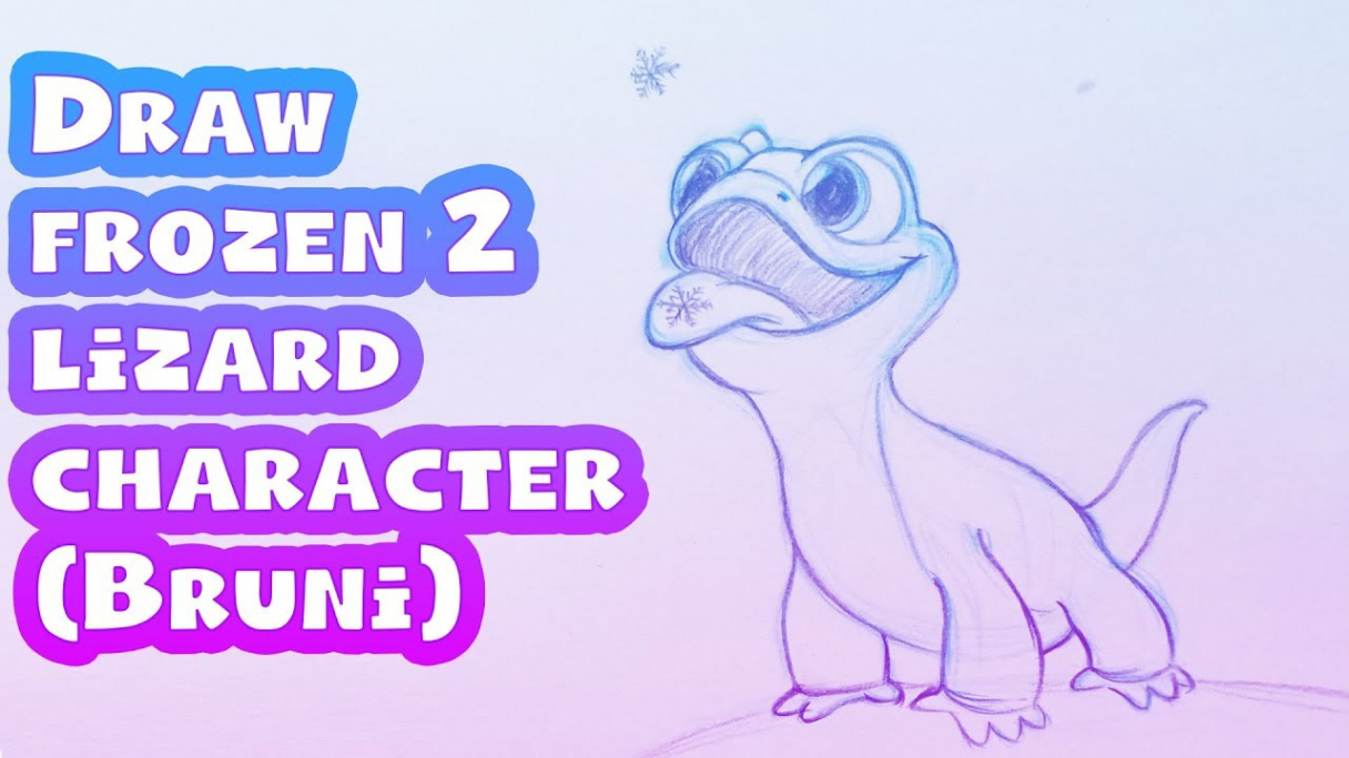 How to Draw Frozen  lizard character (Bruni)  Cute Little Frozen  lizard  character Drawing