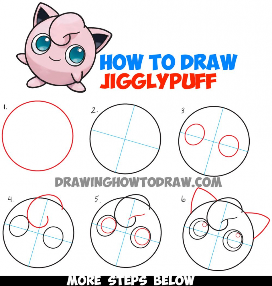 How to Draw Jigglypuff from Pokemon - Easy Step by Step Drawing