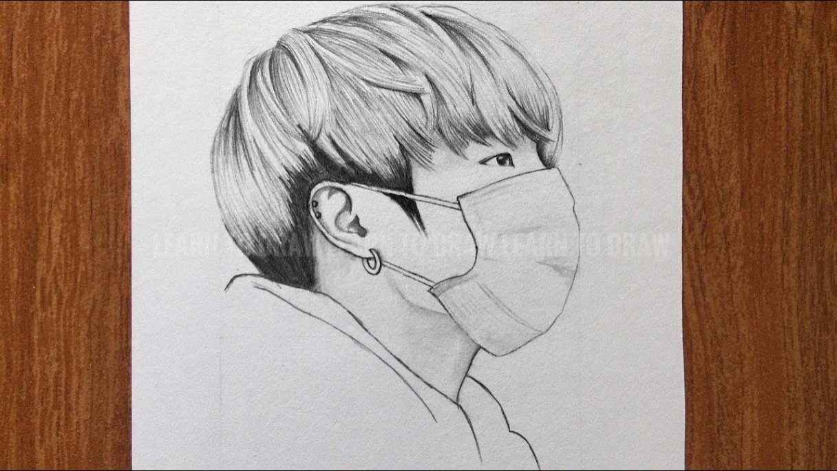 How to draw jungkook BTS  jungkook sketch  BTS drawing  drawing for  beginner ​ រៀនគូរ