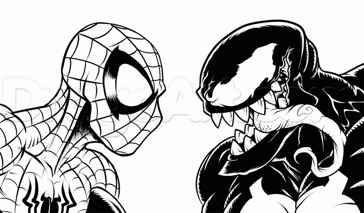 How to Draw Spider-Man Vs Venom, Step by Step, Marvel Characters