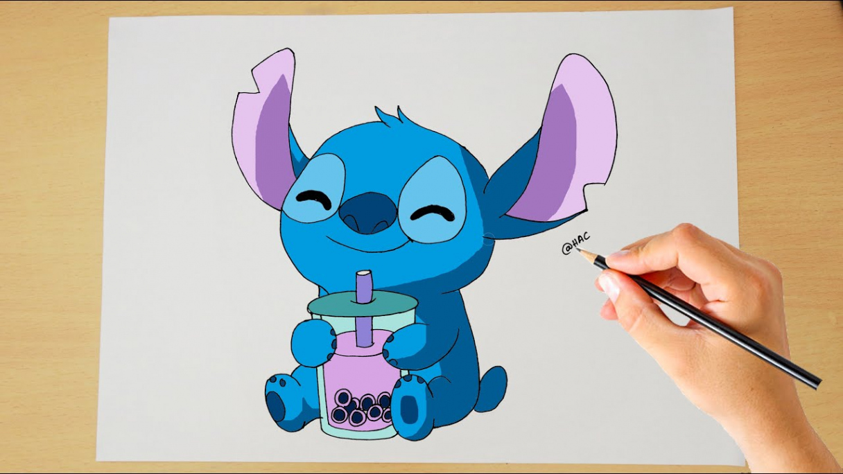 How to draw Stitch with Boba  Step by step tutorial  Stitch and Lilo