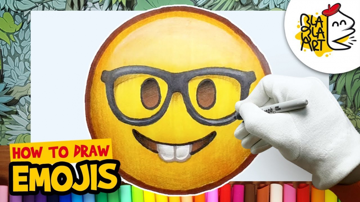 HOW TO DRAW THE NERD FACE EMOJI  Awesome Emoji Drawing Step by Step Easy  For Kids  BLABLA ART