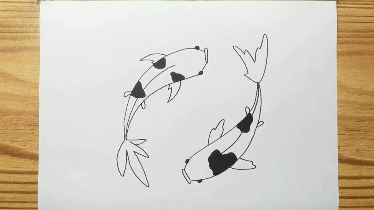 How to draw TWO KOI FISH EASY