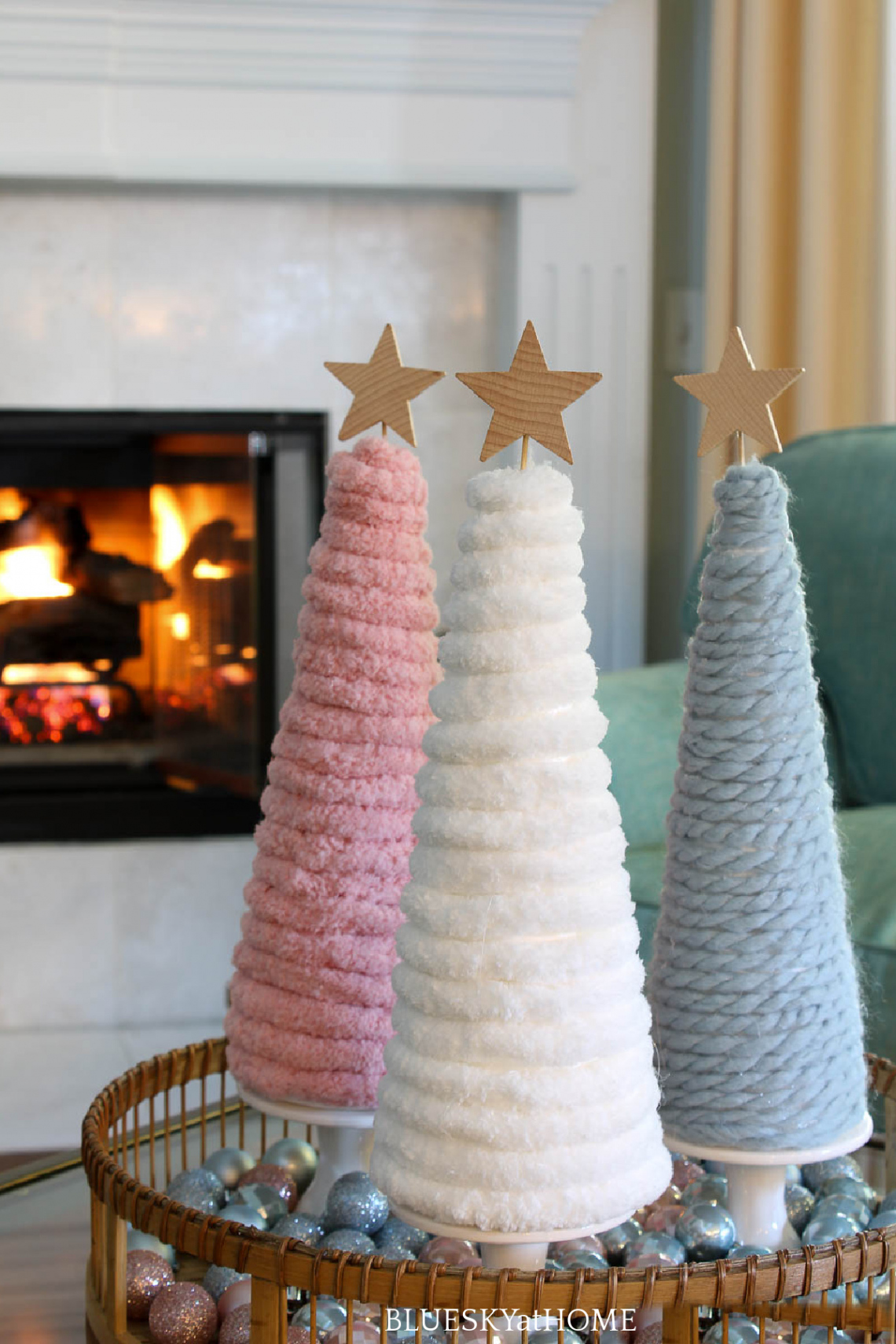 How to Make the Prettiest DIY Yarn Christmas Trees - Bluesky at Home