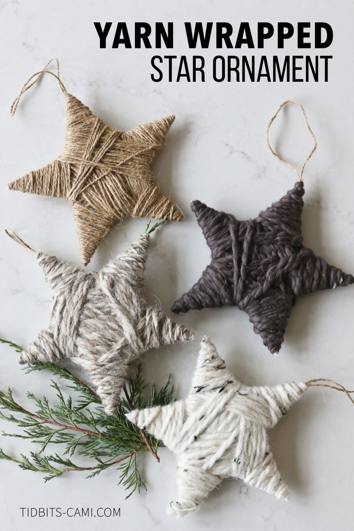 How to Make Yarn Wrapped Star Ornaments for Christmas - Tidbits