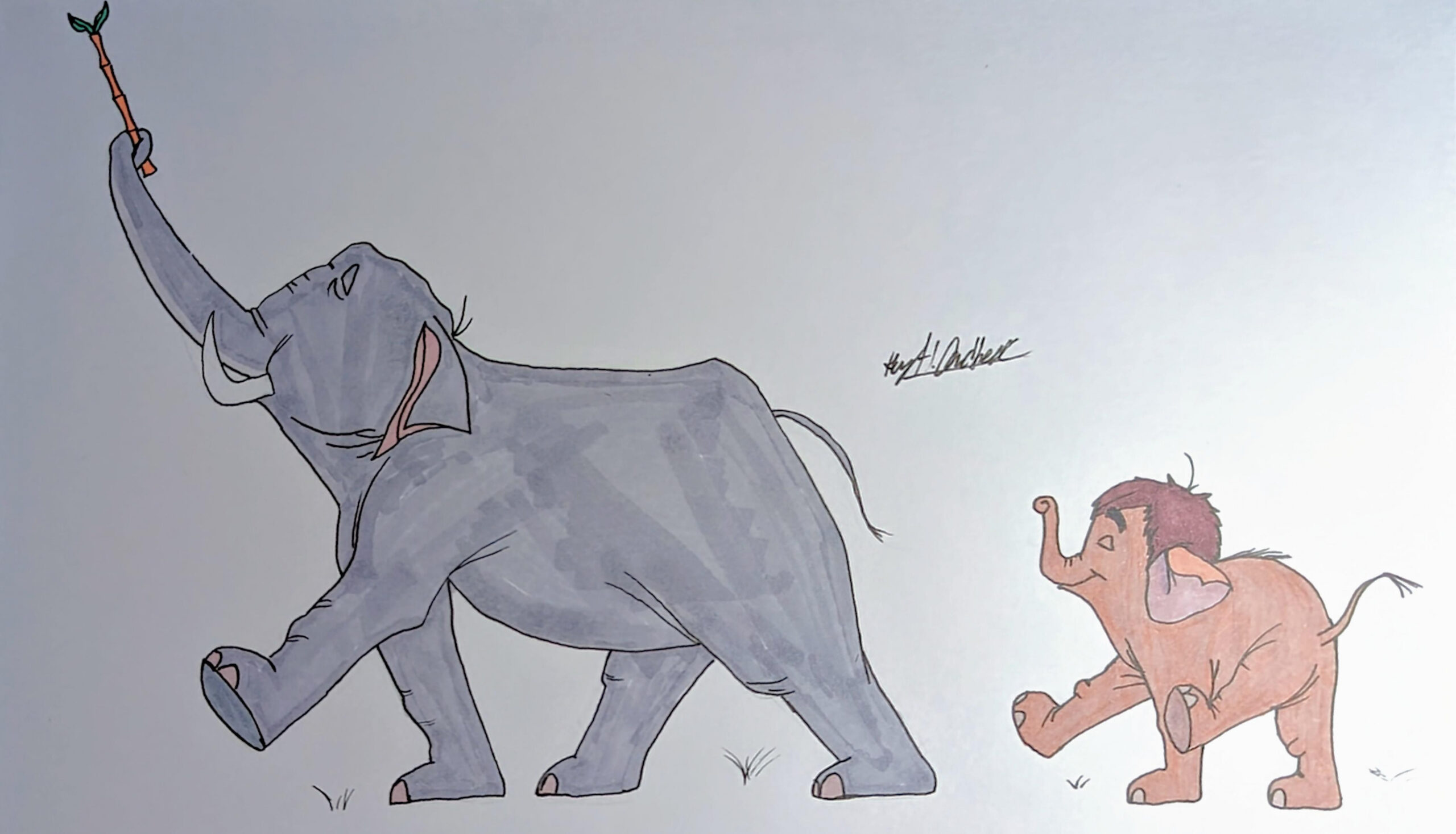 I drew Hathi and Winifred from The Jungle Book : r/disney