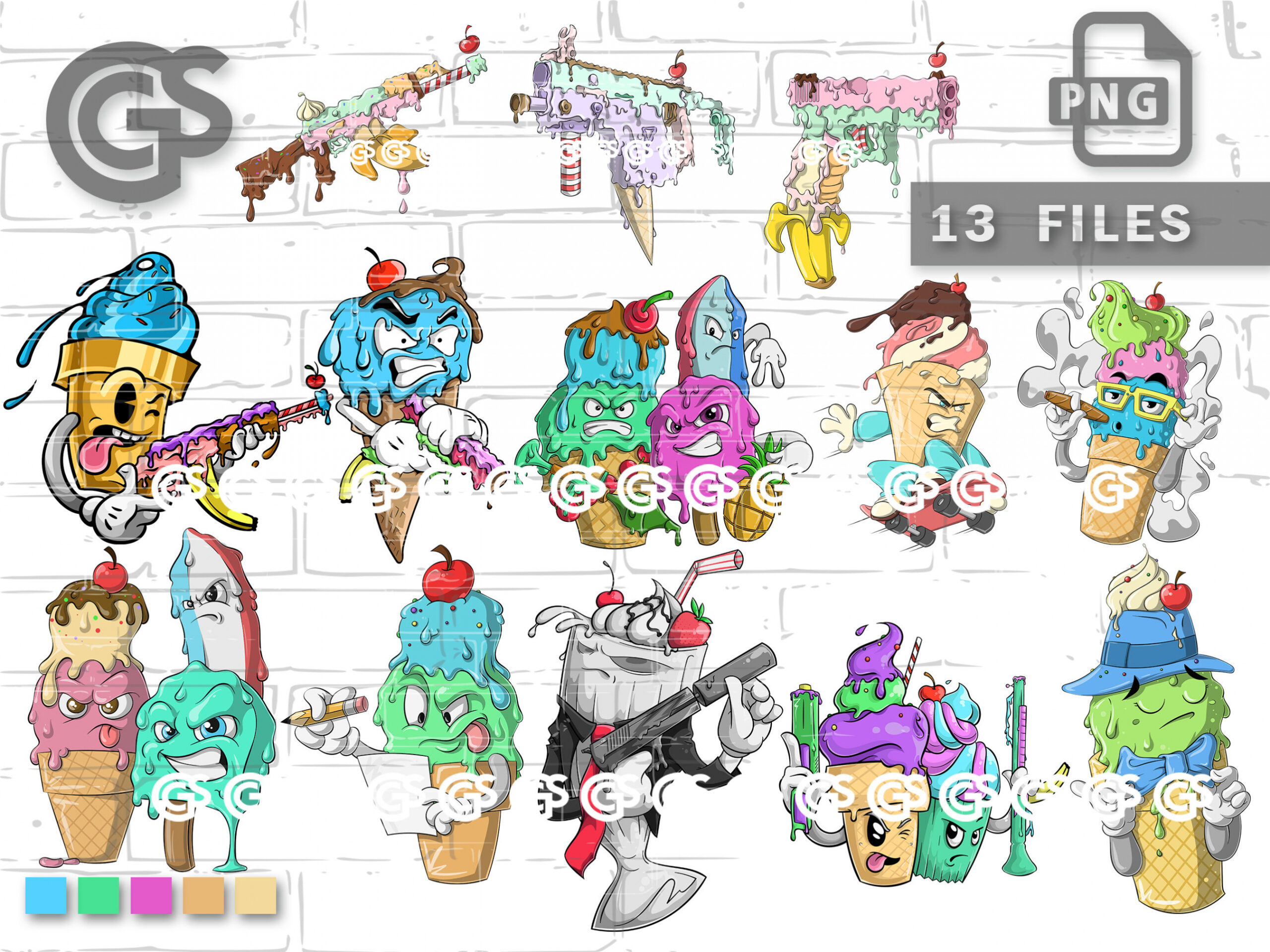 Ice Cream Characters BIG Bundle PNG Datei Twitch Emotes - Etsy