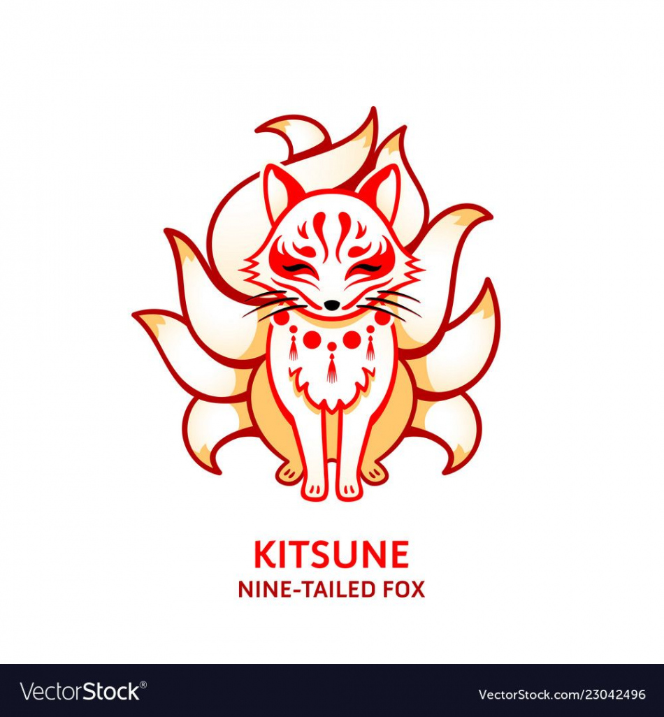 Japanese fox kitsune Royalty Free Vector Image  Japanese fox