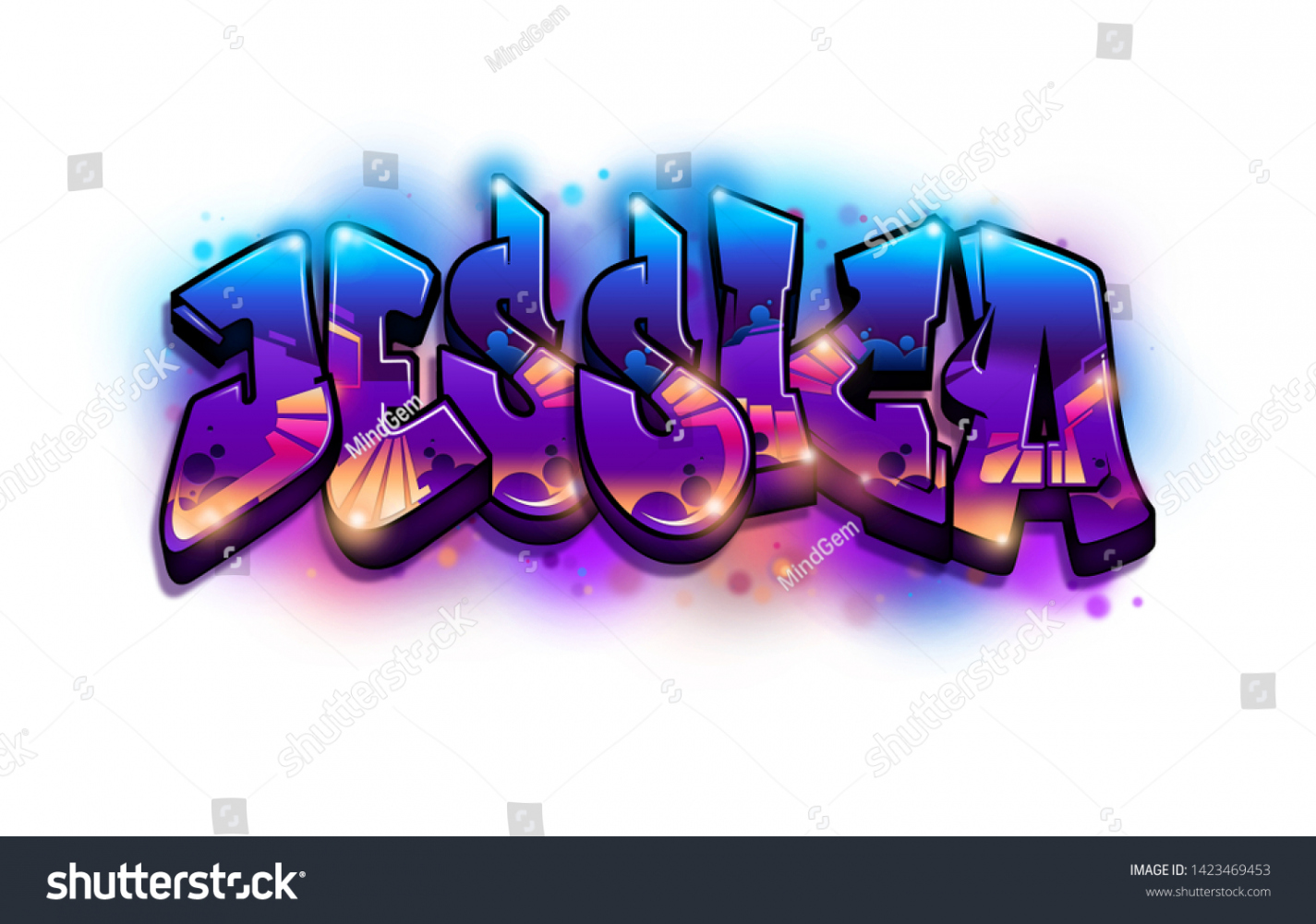 Jessica Graffiti Text Design Logotype Stock Illustration