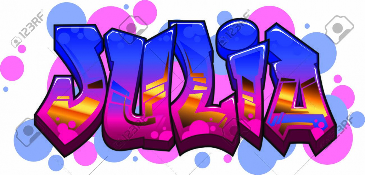 Julia Name Text Graffiti Word Design Royalty Free SVG, Cliparts