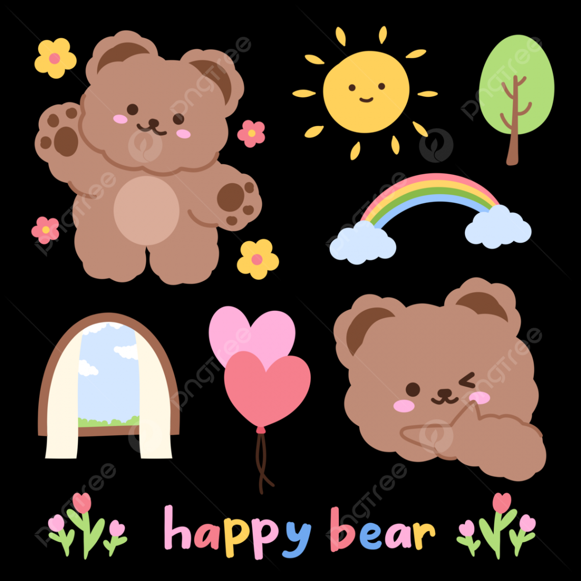 Korean Bear Stickers PNG Image, Cute Happy Bear Korean Sticker For  Decoration Illustration, Happy Bear, Cute Bear, Korean Bear Sticker PNG  Image For