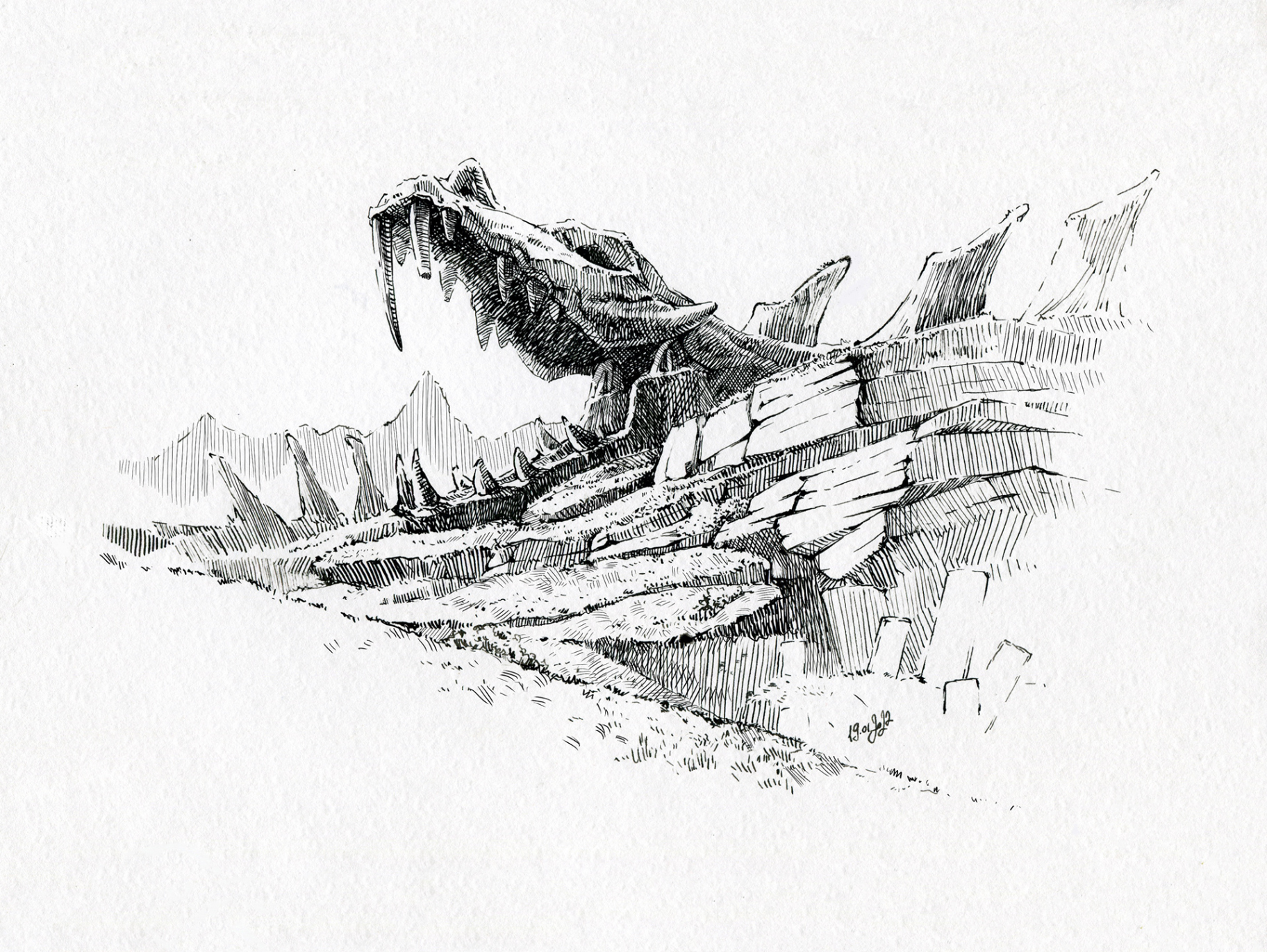 Landscape ink sketch