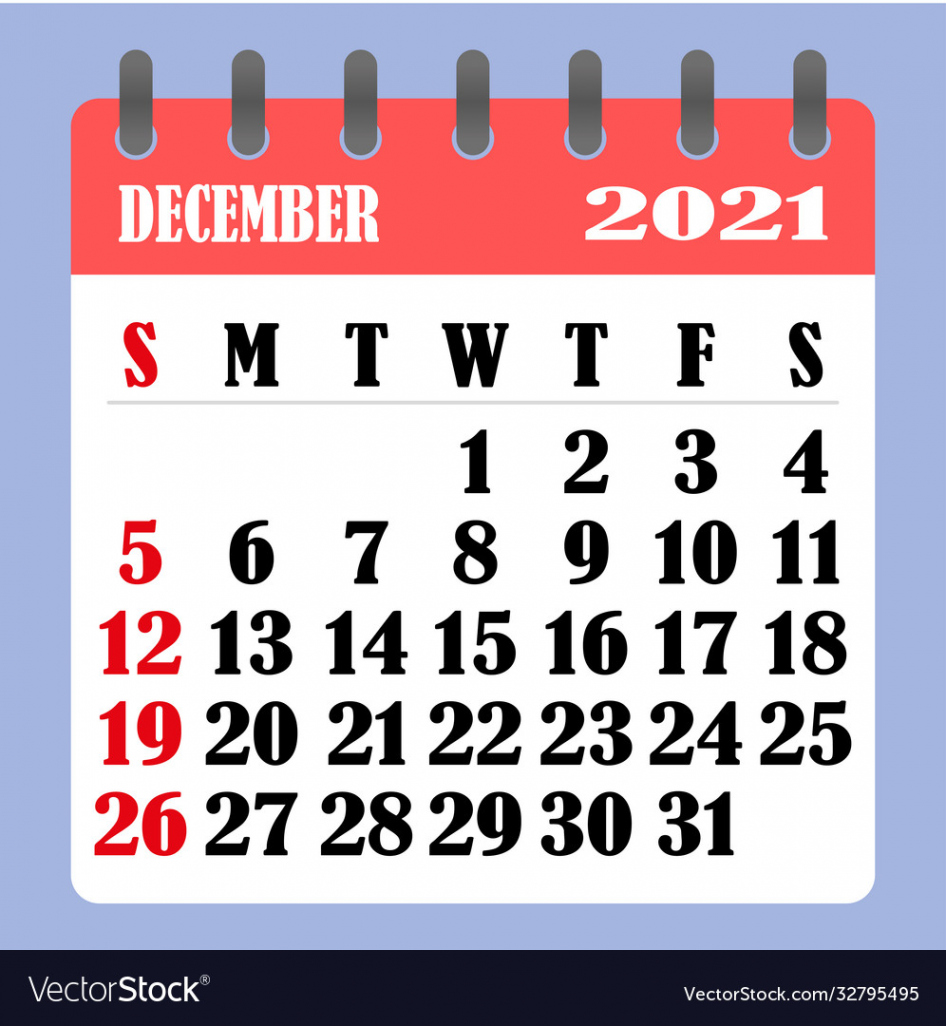 Letter calendar for december  week begins Vector Image