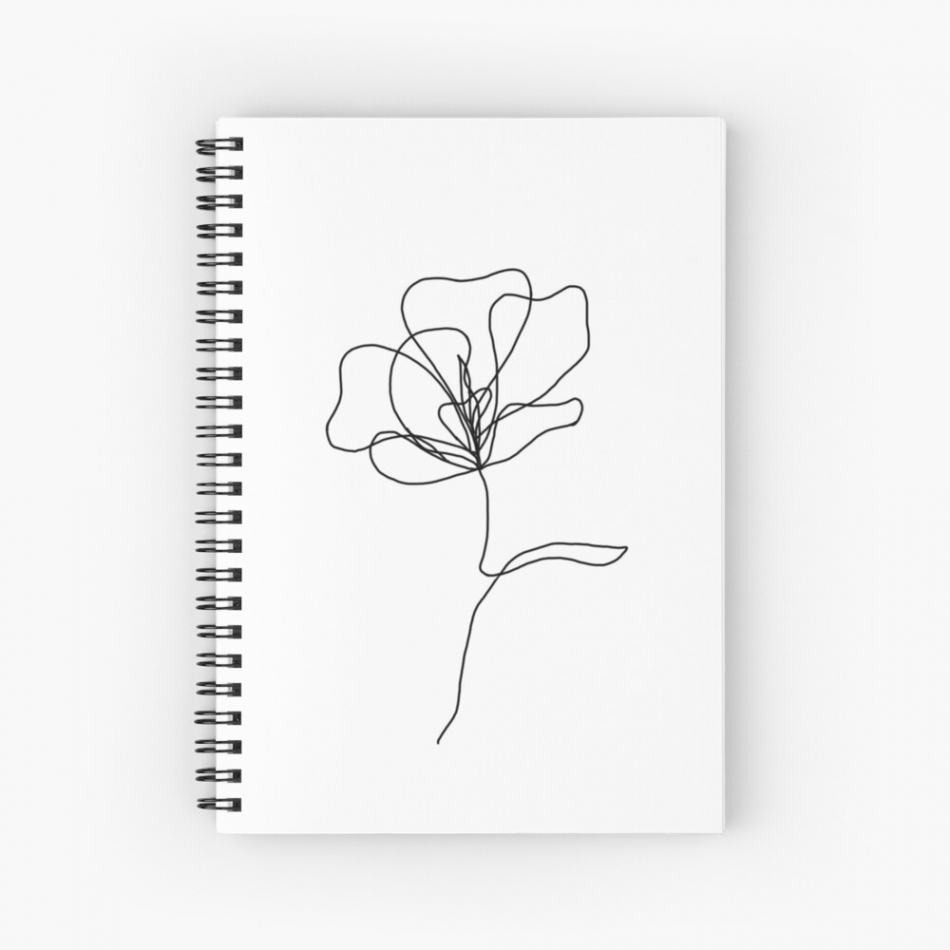 line drawing flower" Spiral Notebook for Sale by Nicole Meilleur