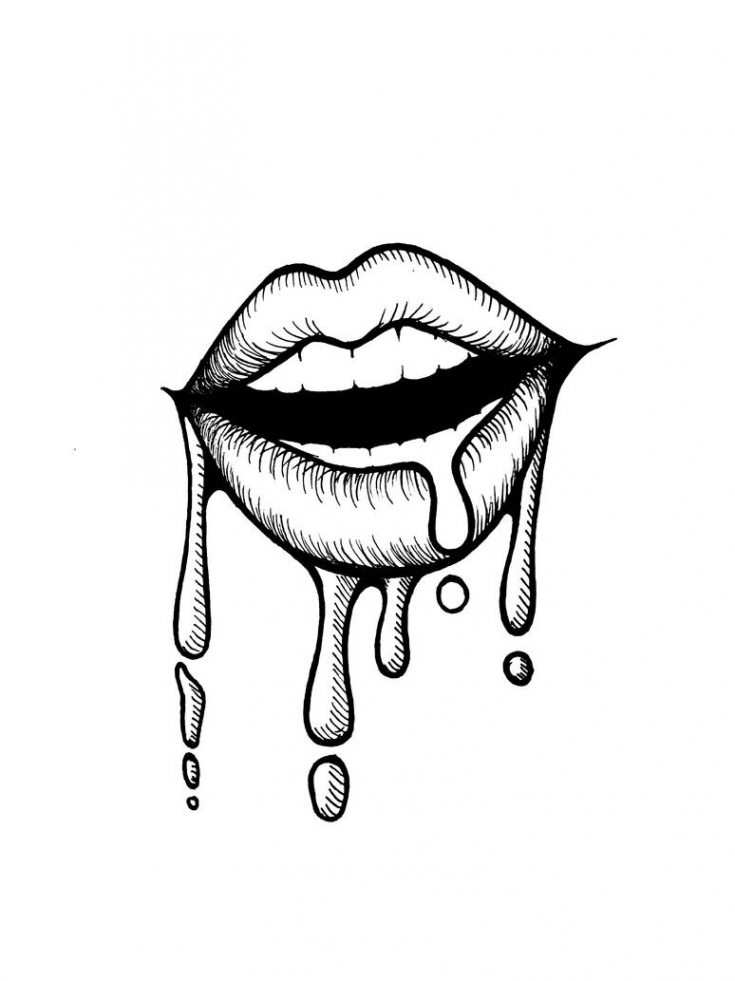 lips and cherry drawing outline in   Tattoo design drawings