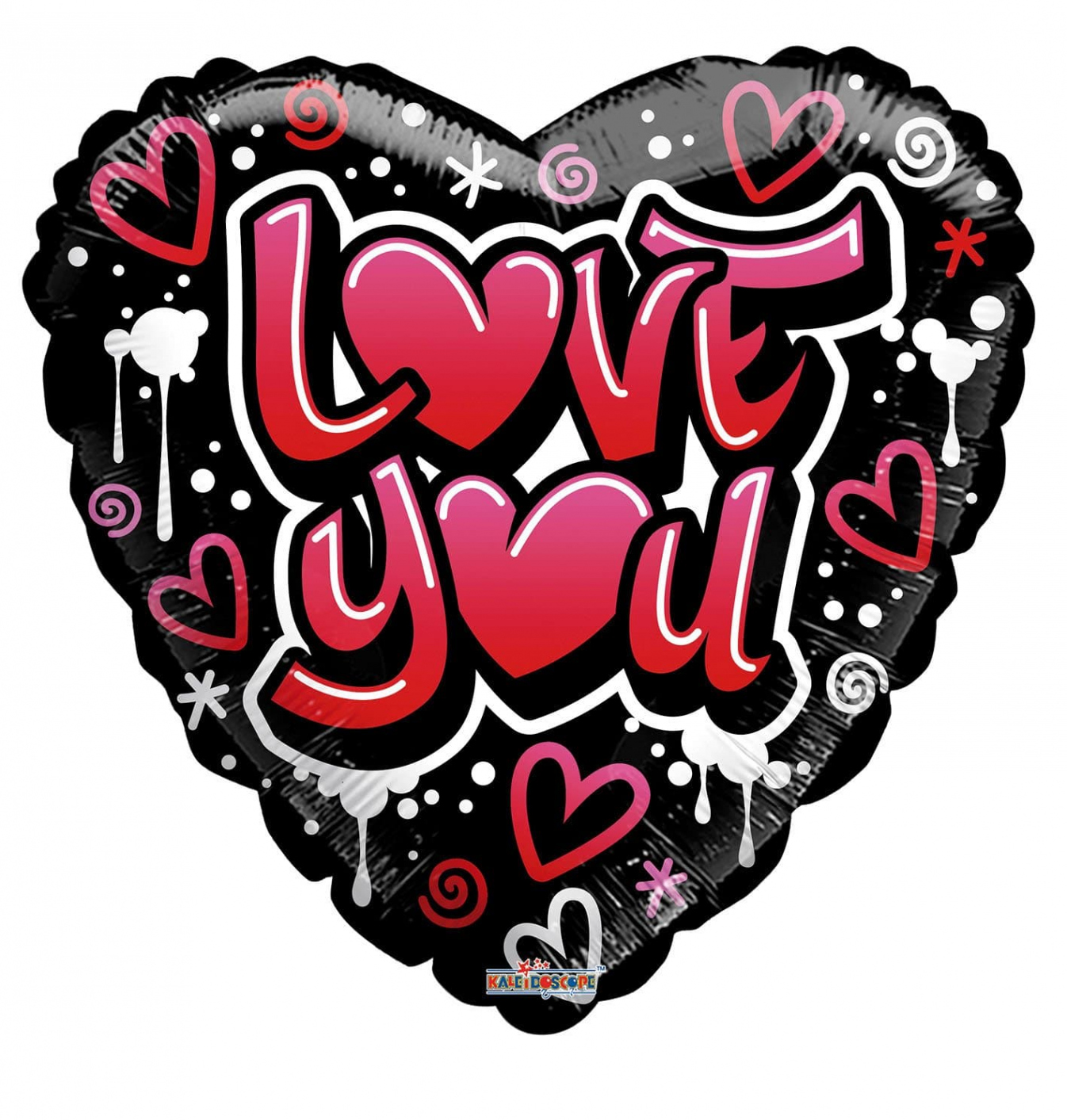 Love You Graffiti Design Heart ″ Balloon – instaballoons Wholesale