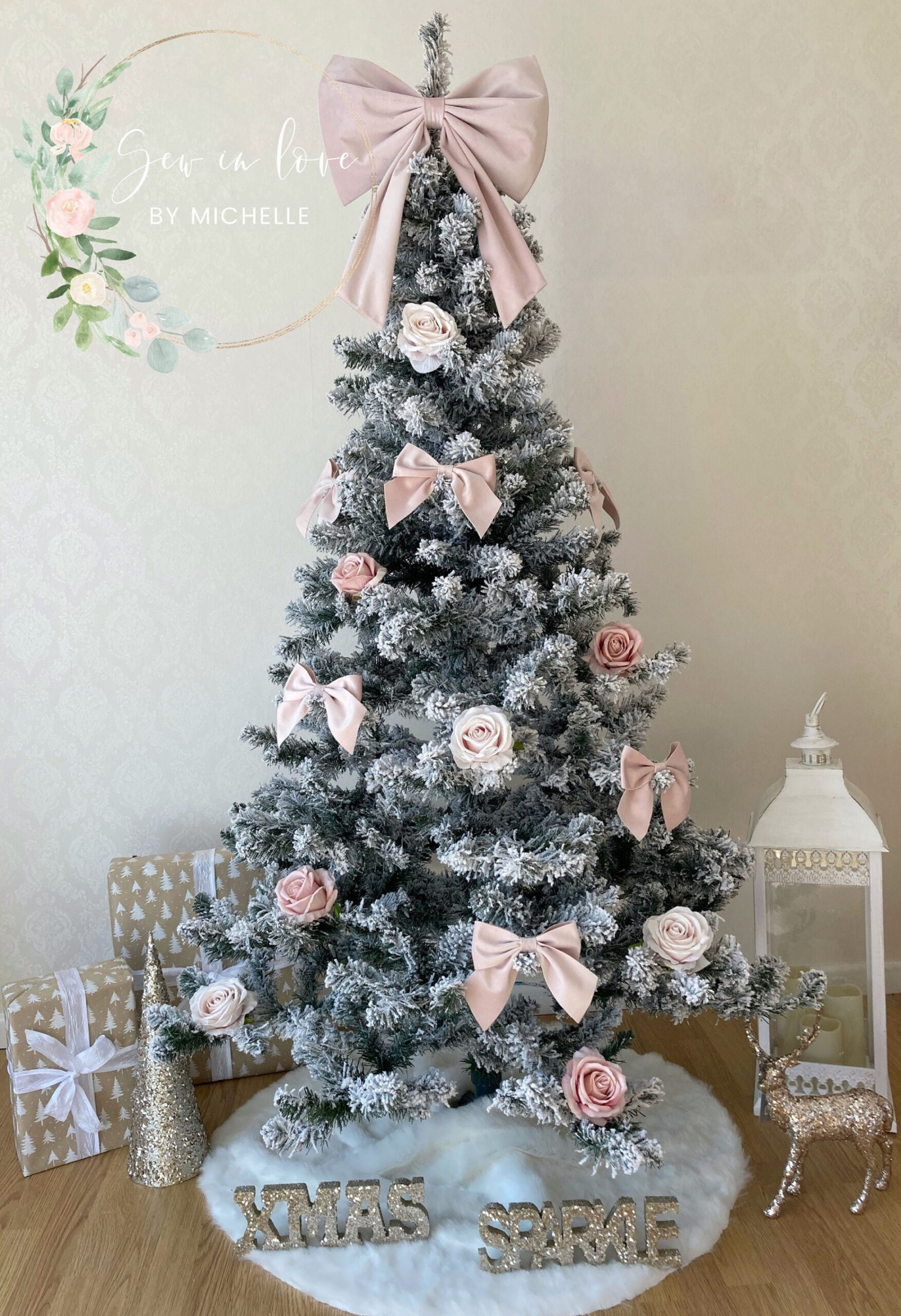 Luxury handmade blush pink velvet Christmas tree bow - Etsy