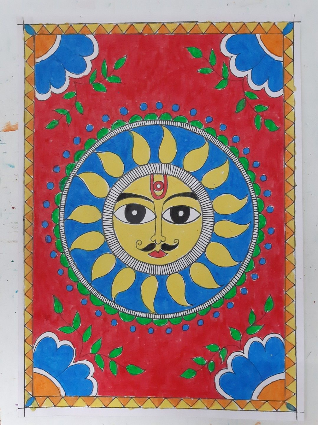 Madhubani Sun God Motif/Mithila Art/Folk art of India