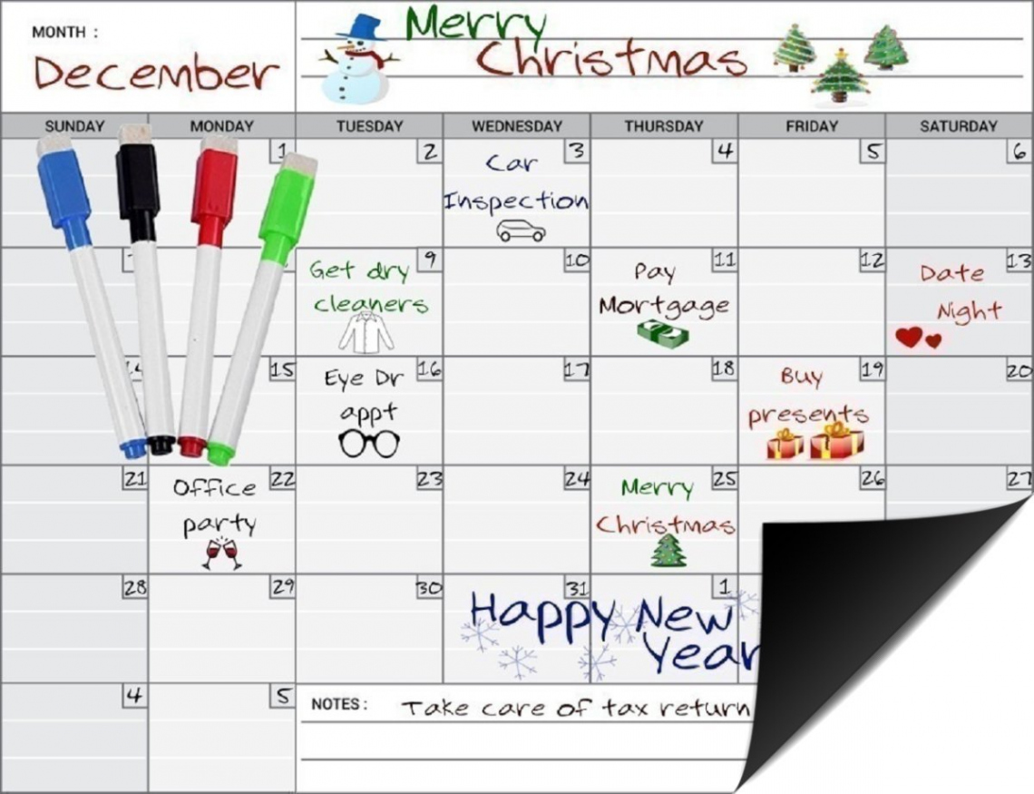 Magnetic Monthly Calendar Planner for Your Refrigerator or Office