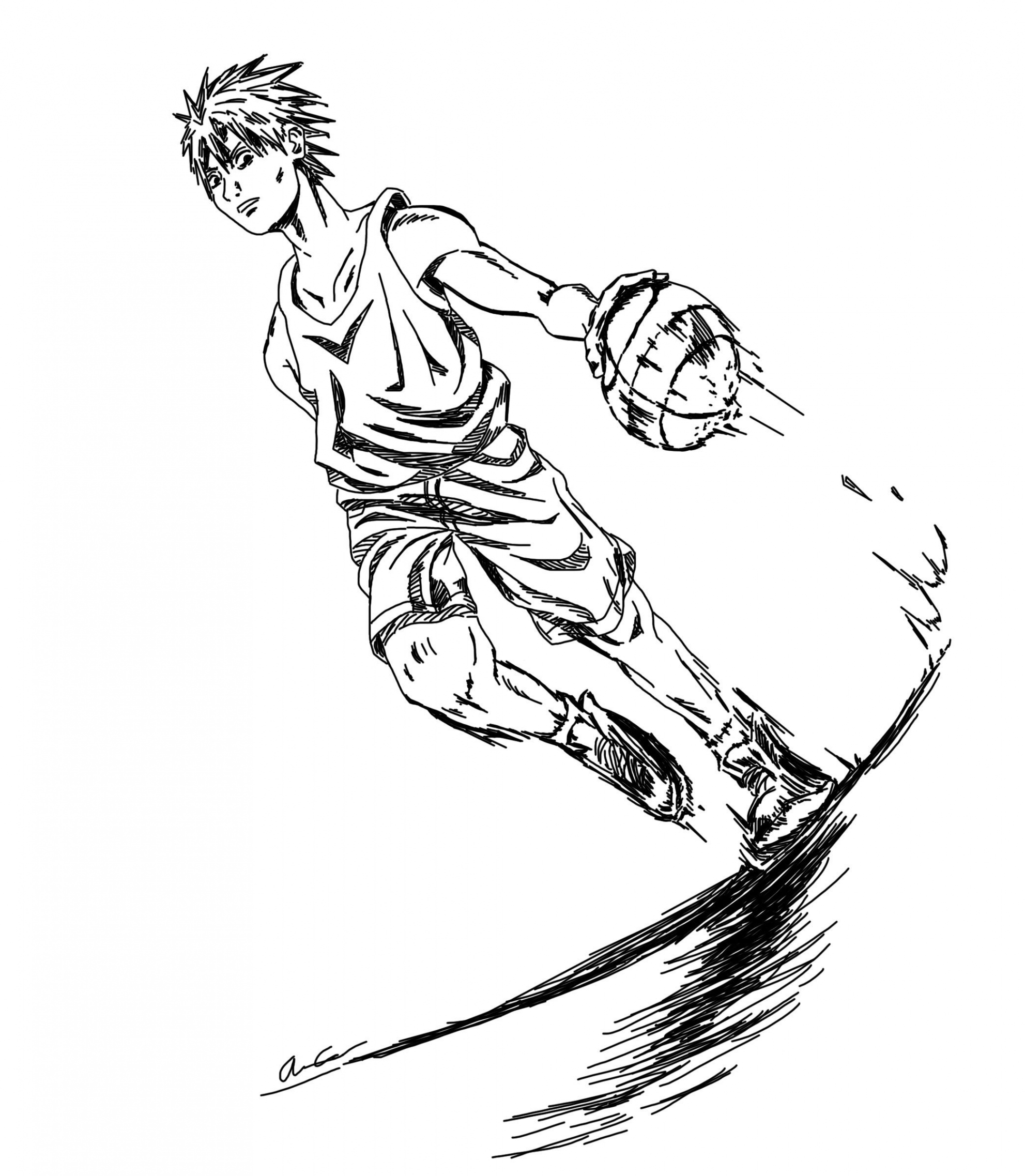 Manga-Style Basketball Drawing : r/AnimeSketch