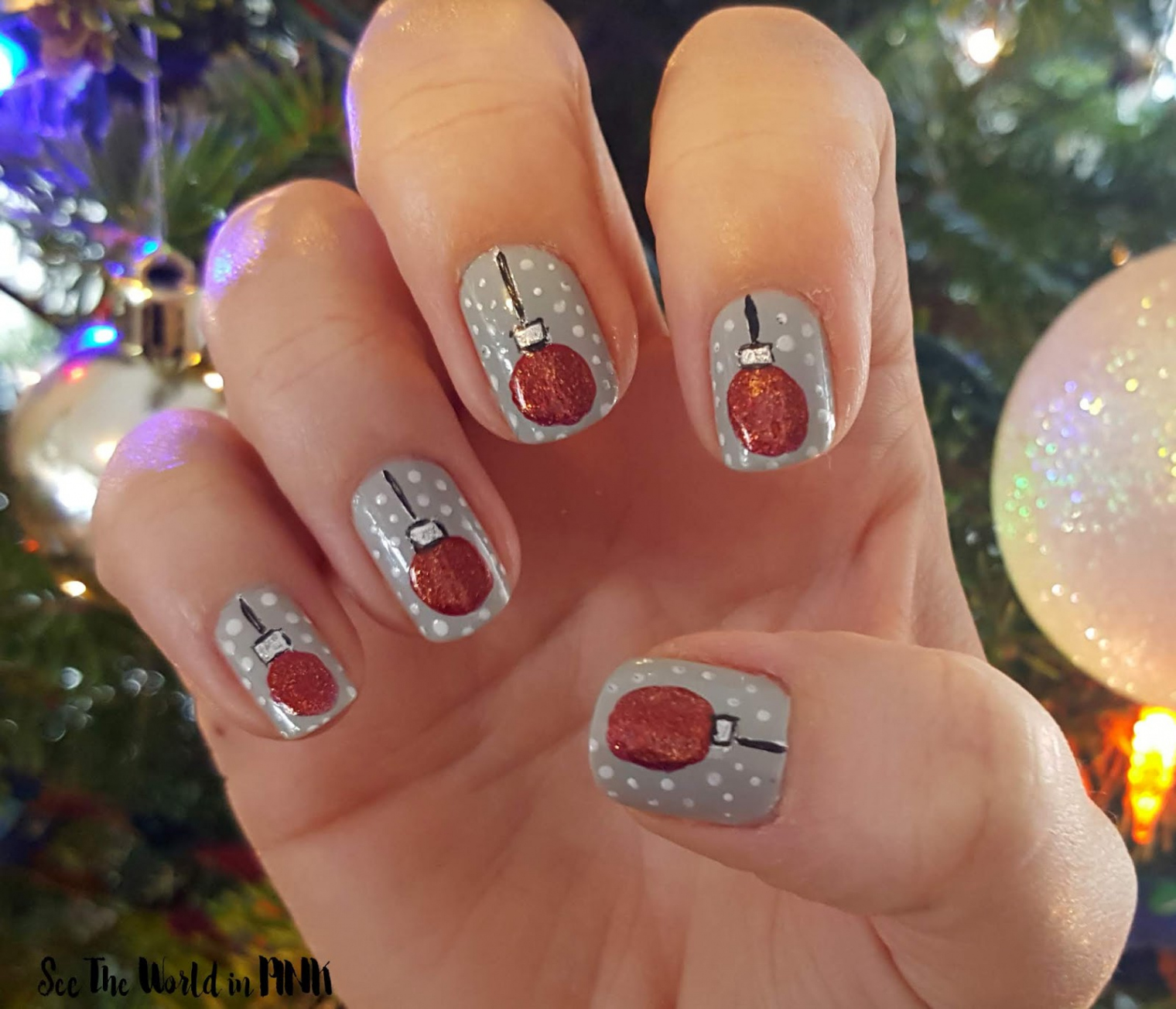 Manicure Monday - Christmas Ornament Nail Art!  See the World in PINK