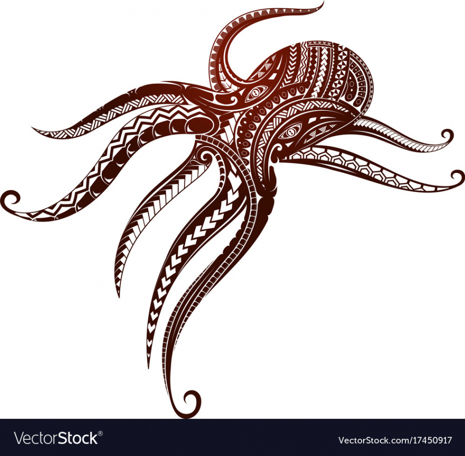 Maori style octopus tattoo Royalty Free Vector Image